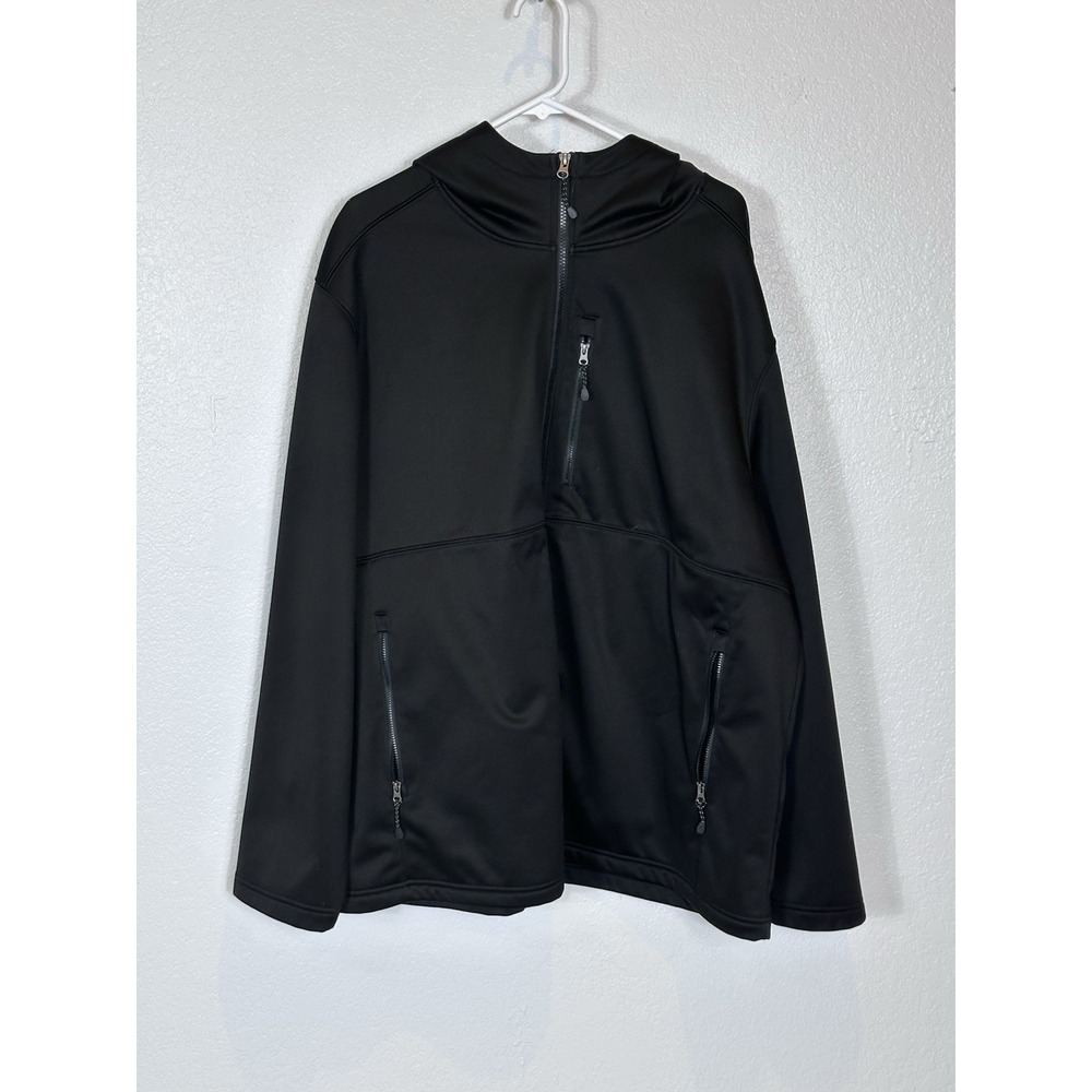 Ozark Trail Soft Shell Men's Size 2XL Black Hooded Full Zip Jacket EUC